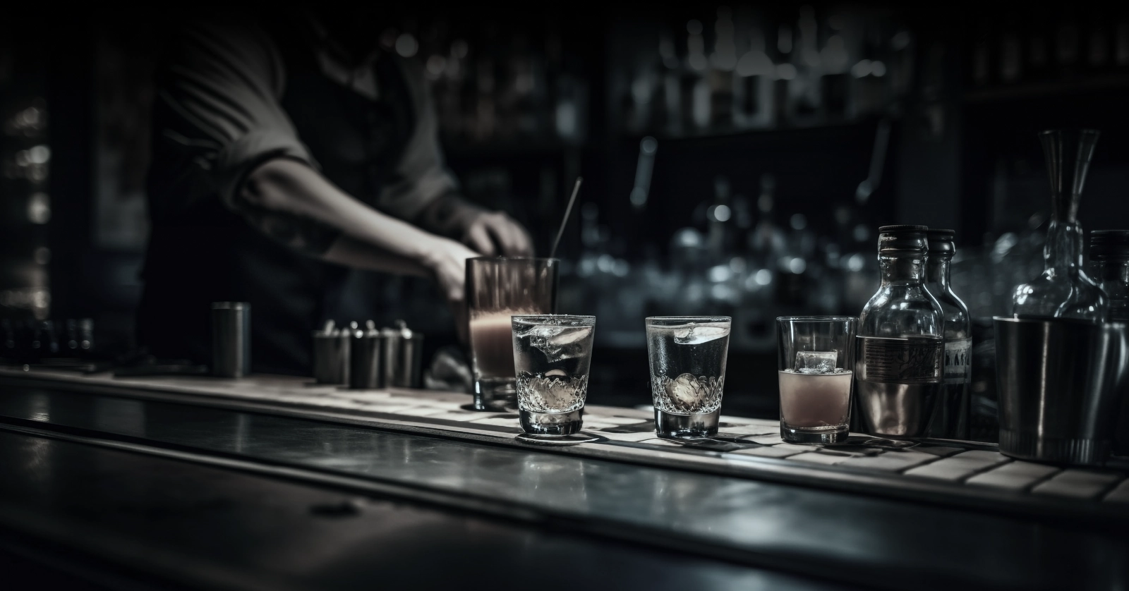 Bartender preparing drinks at a bar